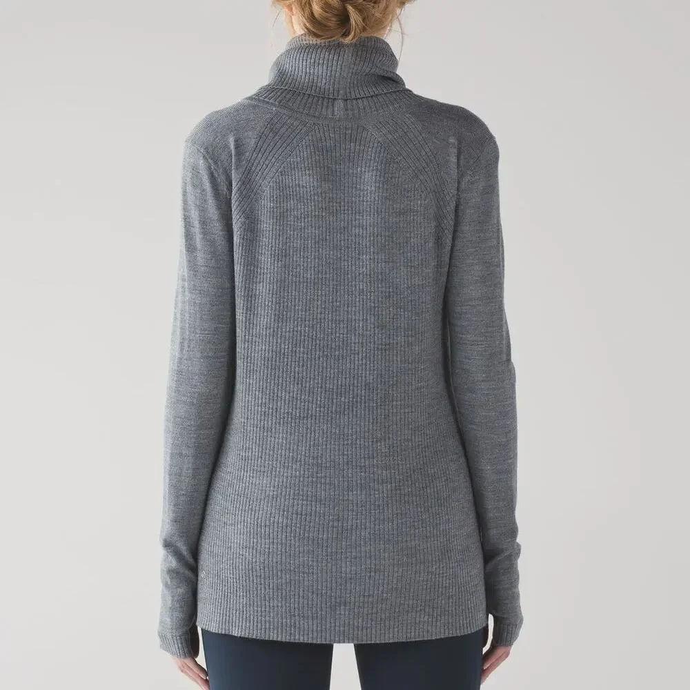 Lululemon Sweat And Savasana Sweater Heathered Medium Grey Merino Wool Cashfeel